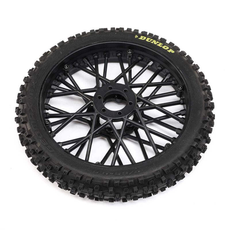 LOSI Dunlop MX53 Front Tire Mounted, Black: Promoto-MX