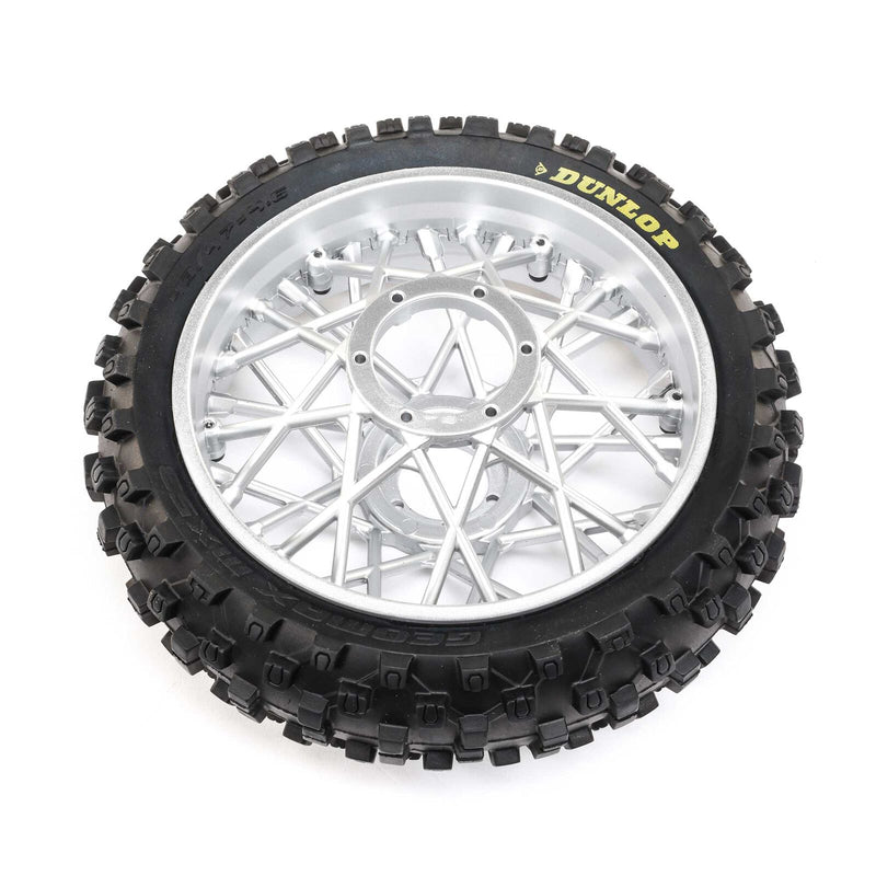 LOSI Dunlop MX53 Rear Tire Mounted, Silver: Promoto-MX