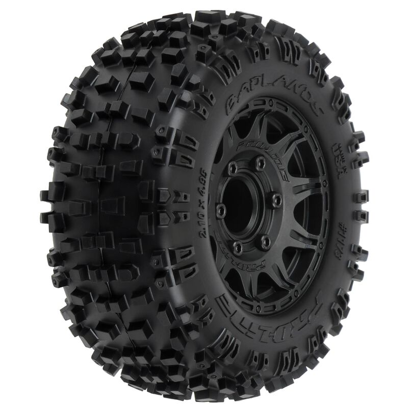 Badlands F/R 2.8" MT Tires Mounted 12mm/14mm Black Raid (2)