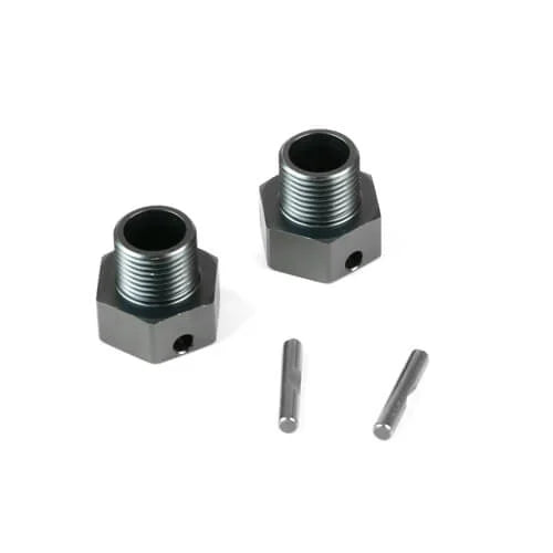 TKR9673 – Wheel Hubs (+4mm offset, 17mm, gun metal ano, w/pins, 2pcs)