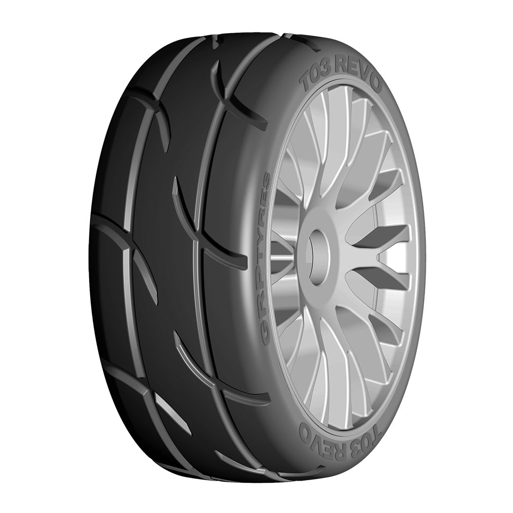 GRP GT - TO3 Revo Belted Pre-Mounted 1/8 Buggy Tires (Black) (2) (XM5)