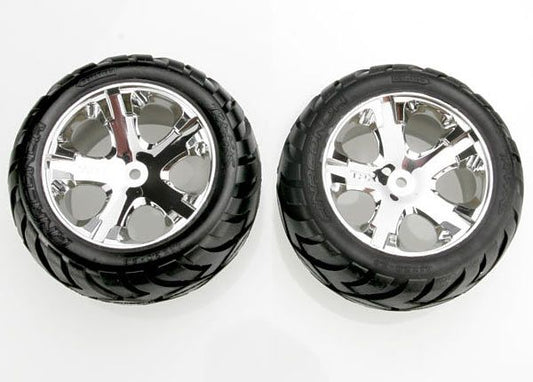 3773 2.8" Anaconda Tires on All Star Wheels (Chrome) (Pre-Mounted) (2wd Electric Rear)