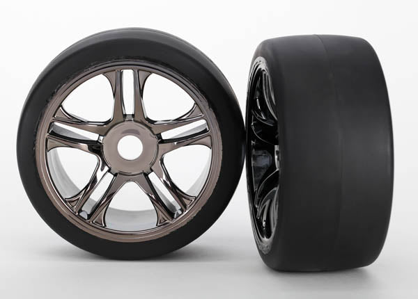 Rear Black Chrome Wheels & Belted S1 Slick Tires (2)