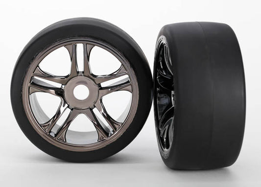Rear Black Chrome Wheels & Belted S1 Slick Tires (2)