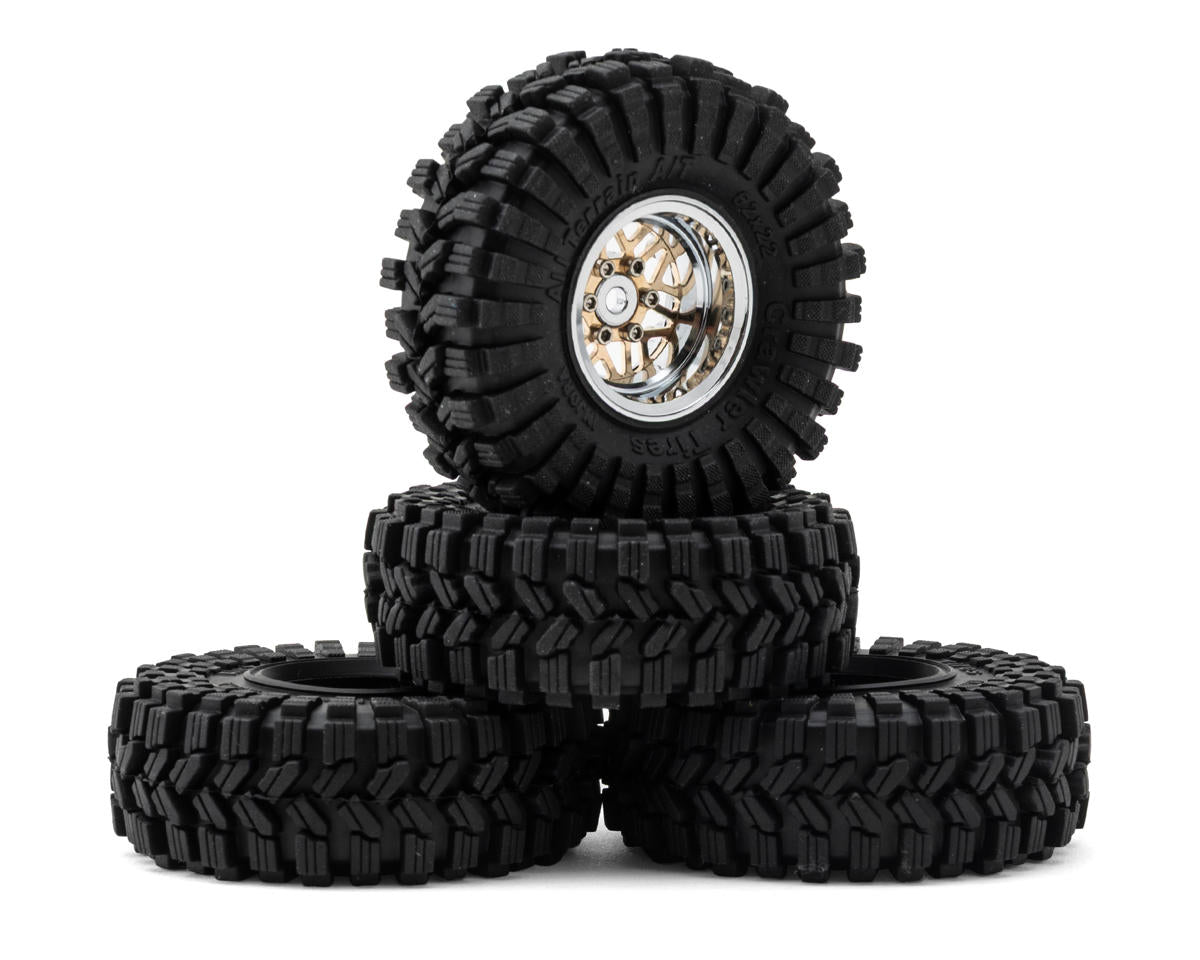 1.0" Deep Dish Aluminum Micro Crawler Beadlock Wheels w/Swamp Claw Tires - INJYQW-MW1014SR-1014