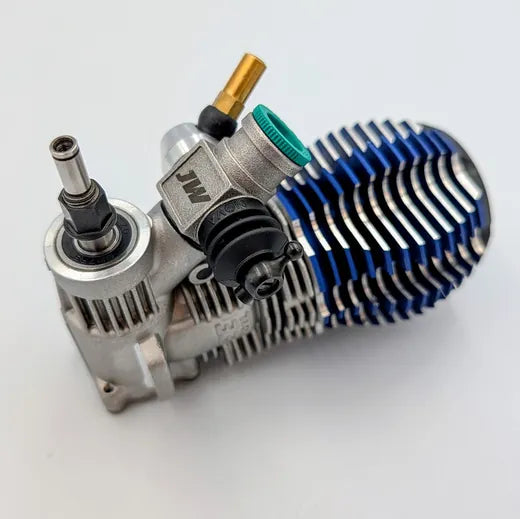 Three quarter view of the carburetor fitted to the engine
