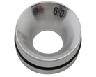Metallic ring with '6.0' marking on a white background