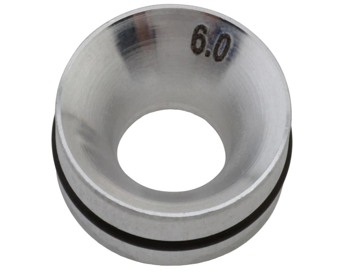 Metallic ring with '6.0' marking on a white background