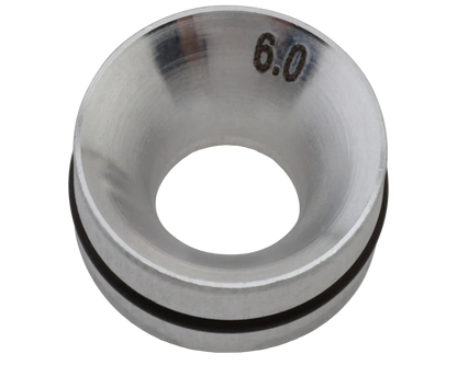Metallic ring with '6.0' marking on a white background