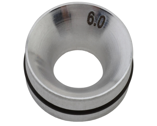 Metallic ring with '6.0' marking on a white background