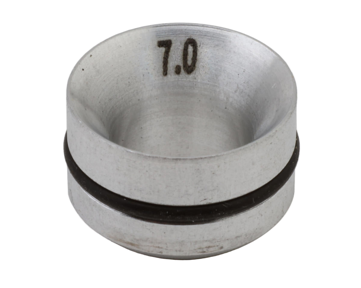 Metal ring with a black band and '7.0' marking on a white background