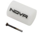 A white Nova Engines piston pin extractor engine tool with an assembly bolt.