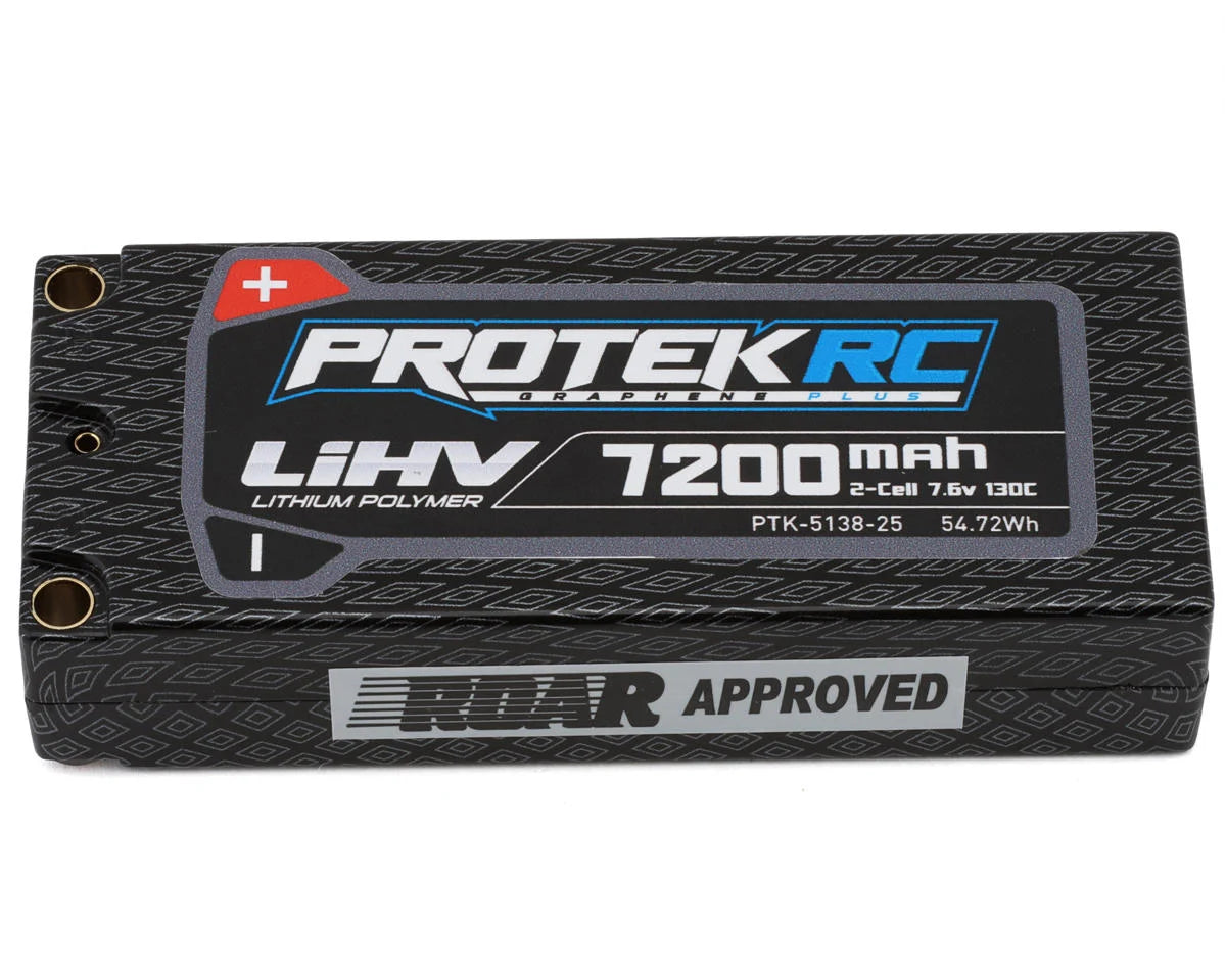 ProTek RC 2S 130C Low IR Si-Graphene+ HV Mid-Sized LiPo Battery (7.6V/7200mAh) w/5mm Connectors (ROAR Approved) (113mm Length)