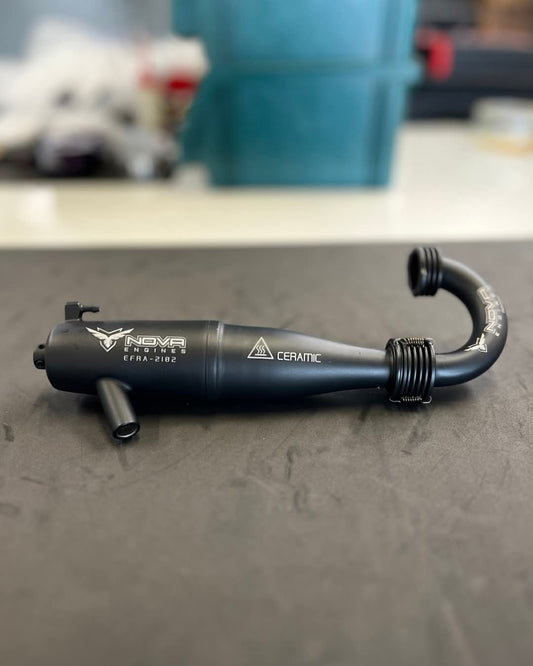 Nova Engines Black Ceramic .21 Off-Road Exhaust Pipe w/Manifold (EFRA2182 )(55mm)