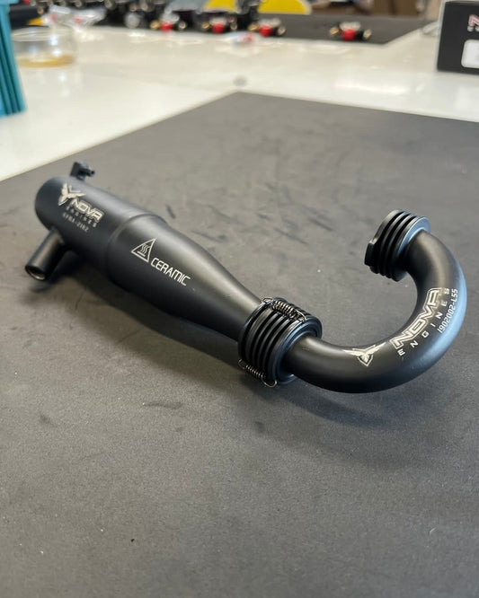Nova Engines Black Ceramic .21 Off-Road Exhaust Pipe w/Manifold (EFRA2182 )(55mm)