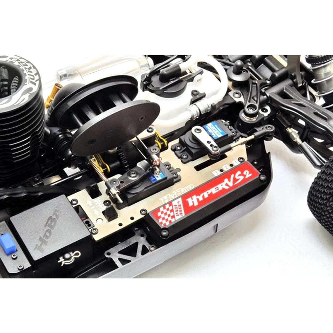 Close-up of a Hyper VS2 RC car on a white background