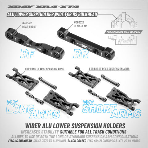 Alu Lower Susp. Holder Wide for HS Bulkhead - Rear-Rear