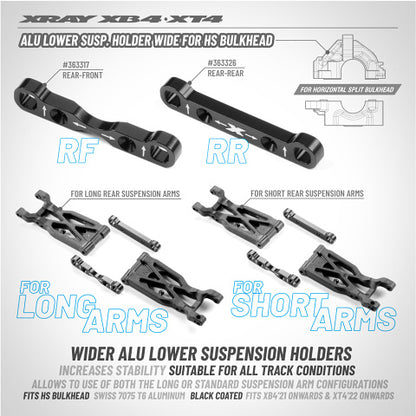 Alu Lower Susp. Holder Wide for HS Bulkhead - Rear-Front