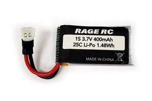 1S 3.7V 400mAh 25C LiPo Battery; Tempest 600, Super Cub MX, Micro Warbirds