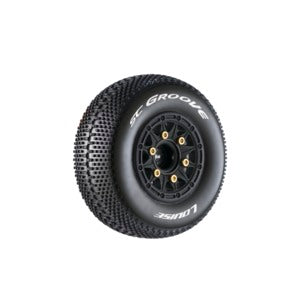 SC-Groove 1/10 Short Course Tires, Soft, 12, 14 & 17mm Removable Hex on Black Rim (2)