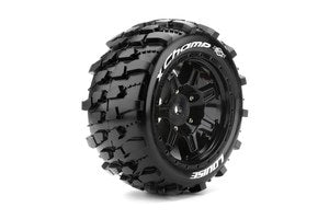 MFT X-Champ Sport Monster Truck Tires, 24mm Hex, Mounted on Black Rim (2), fits X-MAXX