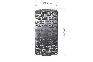 ST-Pioneer 1/16 2.2" Stadium Truck Tires, 12mm Hex, Soft, Mounted on Black Rim, Front/Rear (2)