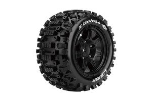 MFT X-Uphill Sport Monster Truck Tires, 24mm Hex, Mounted on Black Rim (2), fits X-MAXX