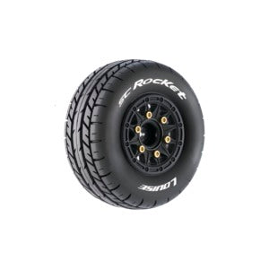 SC-Rocket 1/10 Short Course Tires, Soft, 12, 14 & 17mm Removable Hex on Black Rim (2)