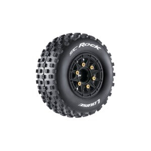 SC-Rock 1/10 Short Course Tires, Soft, 12, 14 & 17mm Removable Hex on Black Rim (2)