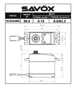 SC-0253MG Standard Digital Servo, 0.15sec / 83.3oz @ 6V