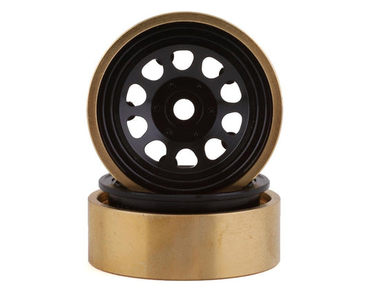 SSD RC SCX24 1.0” Aluminum/Brass D Hole Beadlock Wheels (Black) (2) (24g)