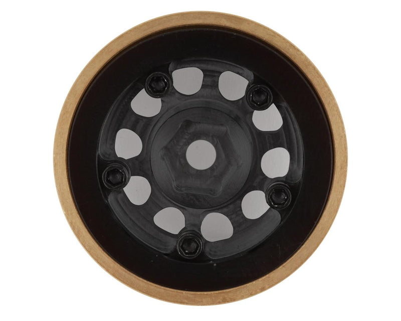 SSD RC SCX24 1.0” Aluminum/Brass D Hole Beadlock Wheels (Black) (2) (24g)