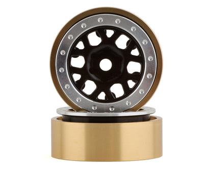 SSD RC 1.0” Boxer Aluminum/Brass Beadlock Wheels (Black) (2) (25g)