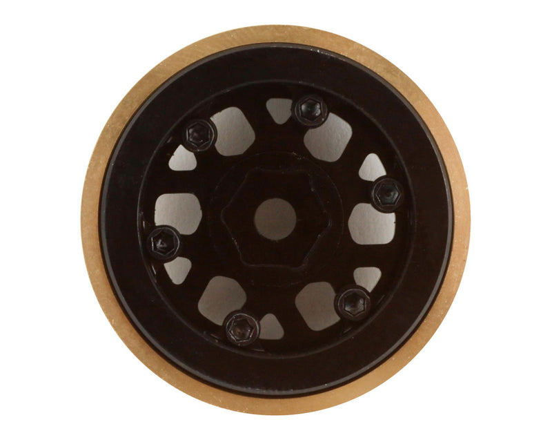 SSD RC 1.0” Boxer Aluminum/Brass Beadlock Wheels (Black) (2) (25g)
