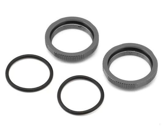 Tekno RC Aluminum Shock Adjustment Nut Set (Grey) (2)