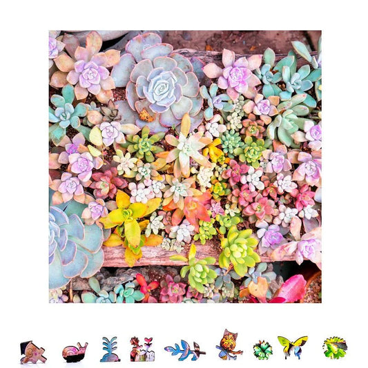 ZenChalet Puzzles - Garden Succulents Wooden Puzzles, 1000 Pcs