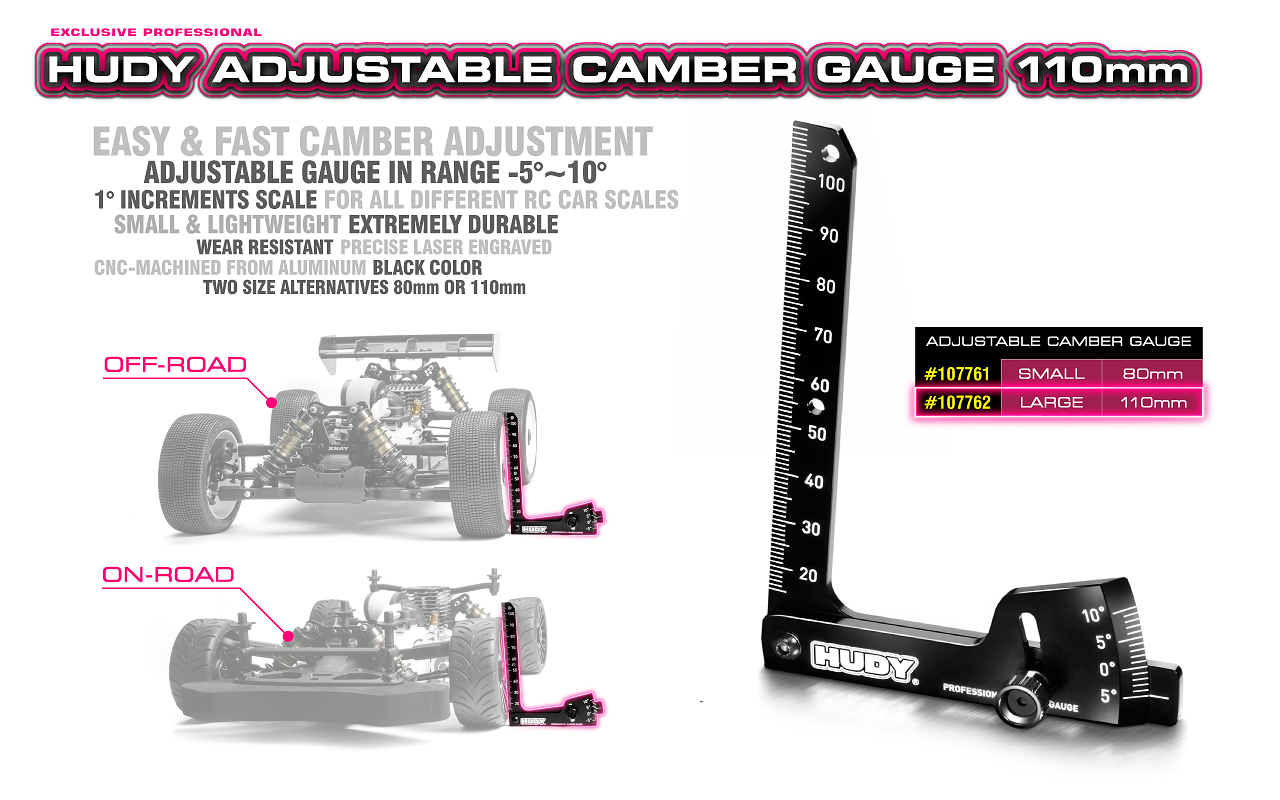 HUDY Adjustable Camber Gauge 110mm