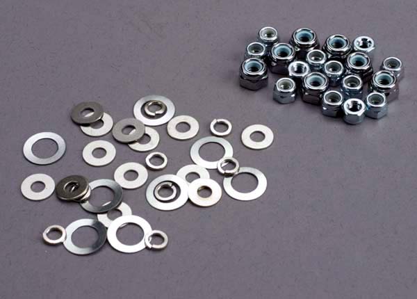 1252 Nut set, lock nuts (3mm (11) and 4mm(7)) & washer set