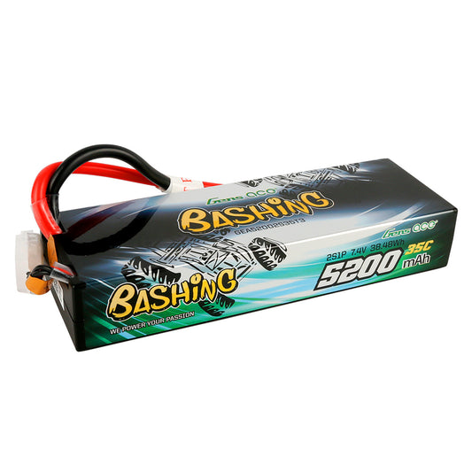 Gens Ace Bashing Series 5200mAh 7.4V 2S1P 35C Car Lipo Battery Pack Hardcase 24# With EC3, Deans And XT60 Adapter