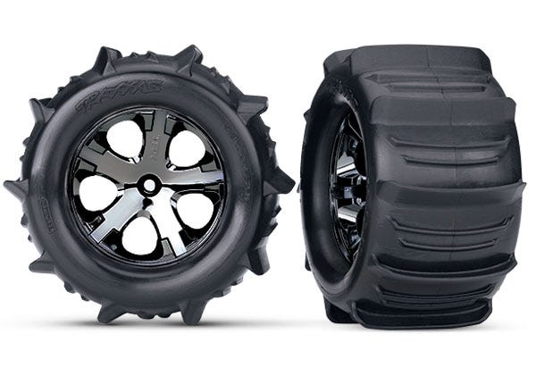 3689 T&W PADDLE TIRES/BLK CHRM WHL