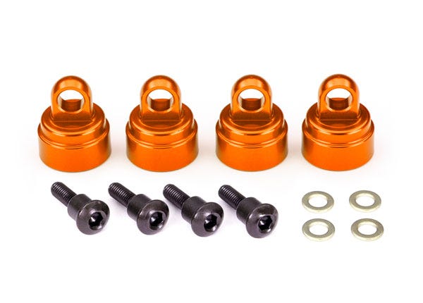 3767A Shock caps, aluminum (4) (fits all Ultra Shocks)