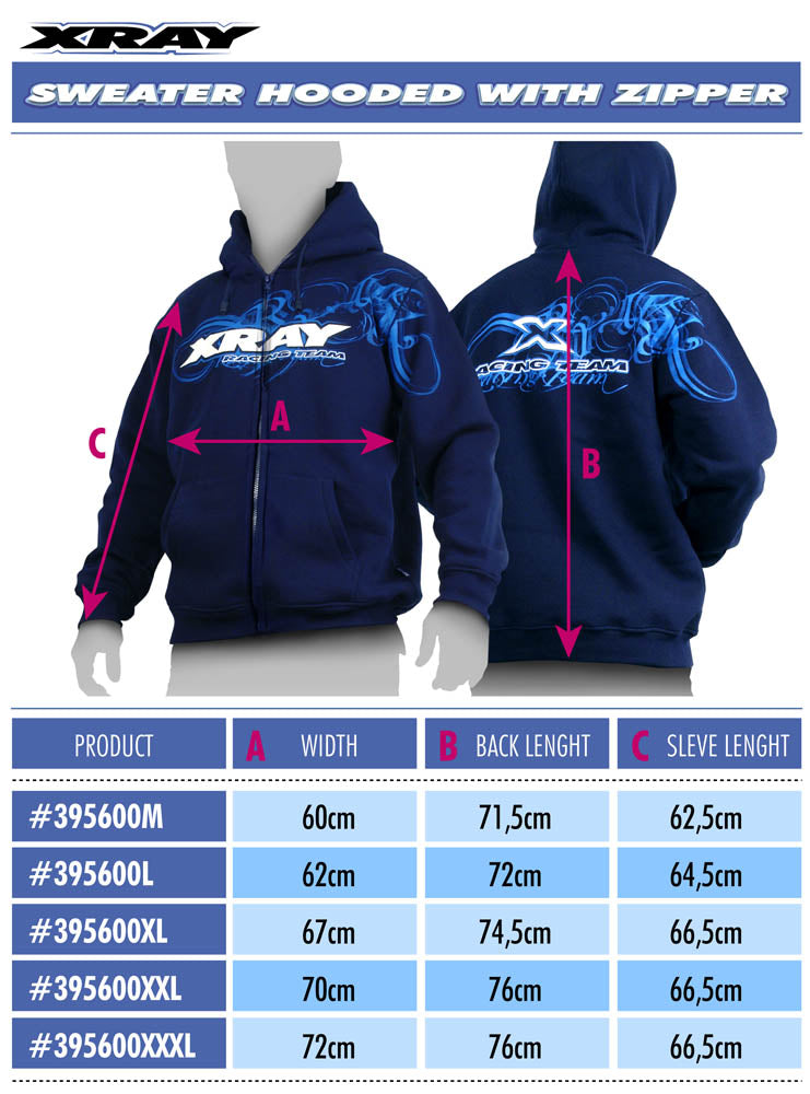 XRAY Sweater Hooded with Zipper - Blue (XL)