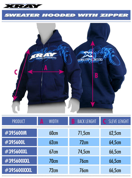 XRAY Sweater Hooded with Zipper - Blue (XL)