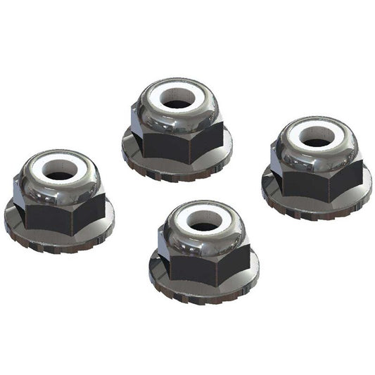 Flanged Nyloc Locknut 4mm, Silver (4)