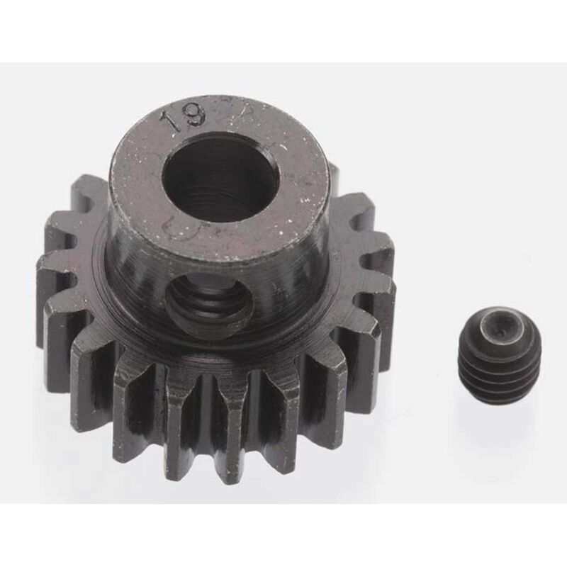 Extra Hard 19 Tooth Blackened Steel 32p Pinion, 5mm