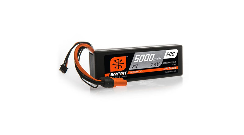 7.4V 5000mAh 2S 50C Smart Hardcase LiPo Battery: IC5 (SPMX50002S50H5)