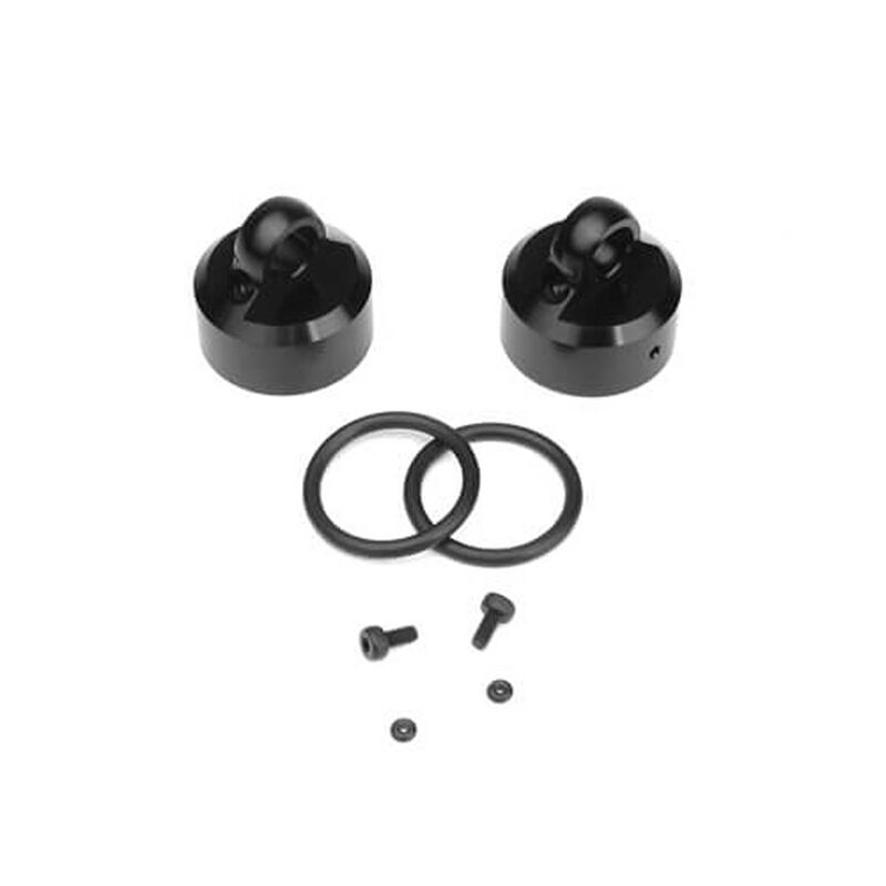 Shock Caps 7075, Emulsion, Vented, Standard, Black Anodized (2)