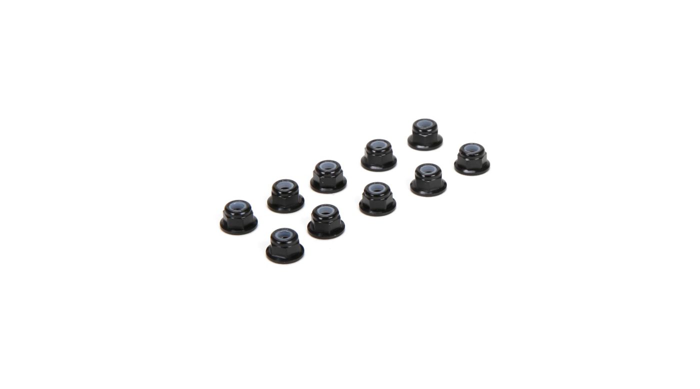 M3 Flanged Aluminum Lock Nuts, Black (10) (TLR336005)