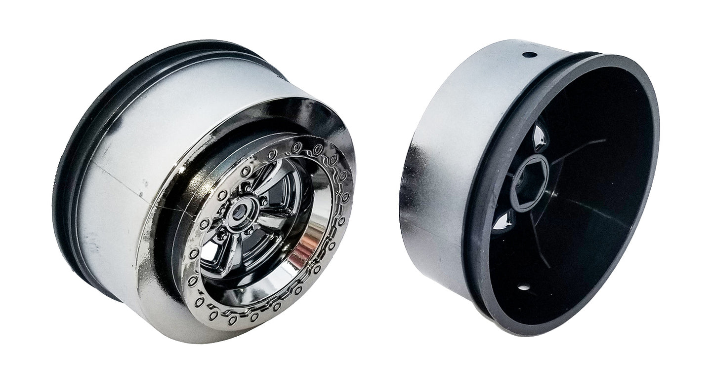 Drag Rear Wheels, 2.2 in / 3.0 in, 12mm Hex, Black Chrome