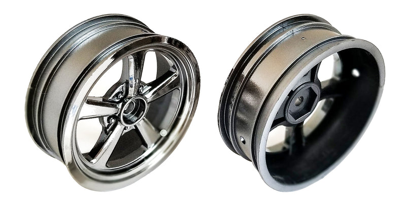 Drag Front Wheels, 2.2 in / 3.0 in, 12mm Hex, Black Chrome